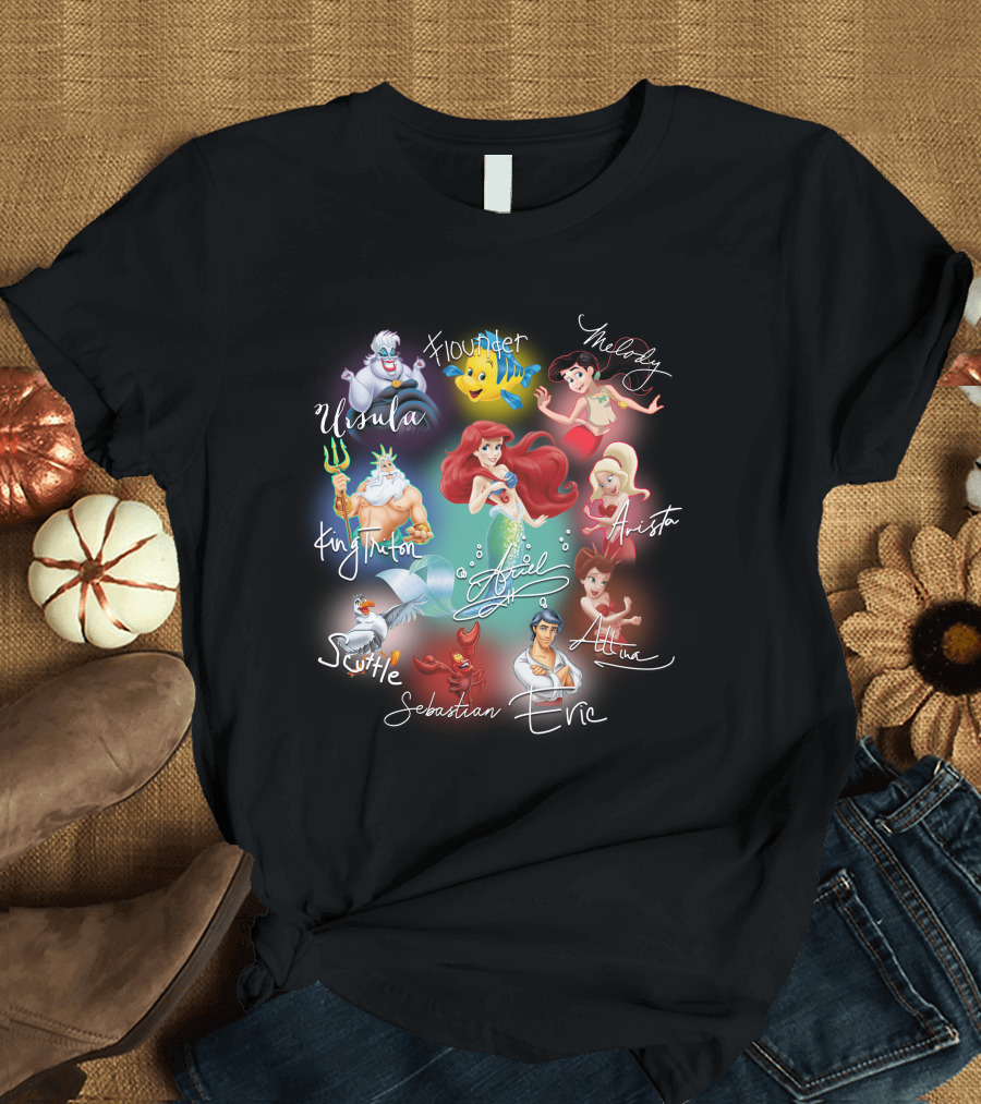 Ariel Signature Ursula Flounder Melody King Triton Sebastian Scuttle Eric Attina Arista T-Shirt