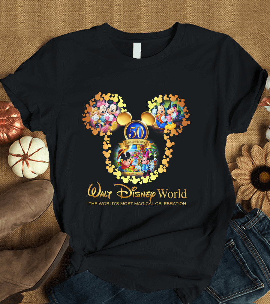 Walt Disney World 50th Anniversary The World's Most Magical Celebration Mickey and Minnie T-Shirt