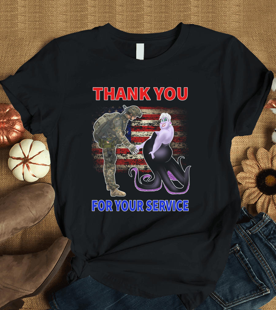 Thank You For Your Service Ursula Soldier American Flag T-Shirt