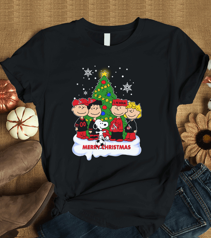 Merry Christmas 1. FC Köln Peanuts Characters Snowflakes T-Shirt