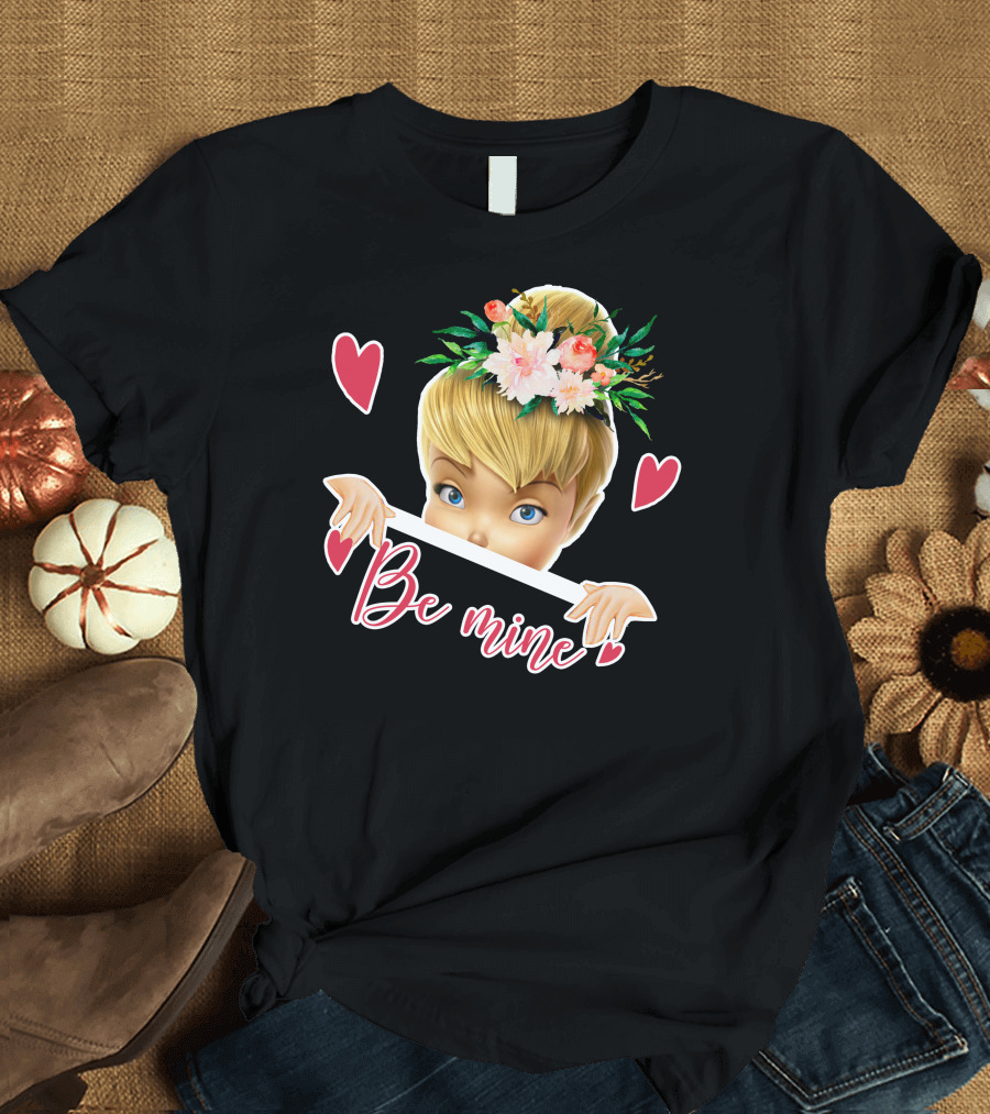 Tinkerbell Be Mine Valentine's Day Hearts Floral Crown T-Shirt