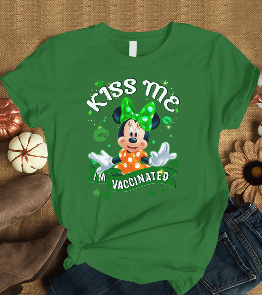 Kiss Me I'm Vaccinated Minnie St Patrick's Day T-Shirt