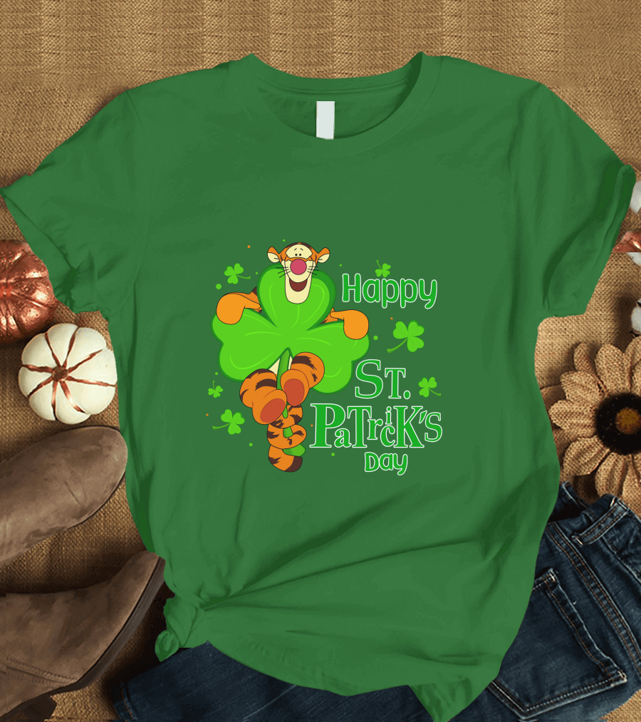 Tigger Happy St. Patrick's Day Shamrock T-Shirt
