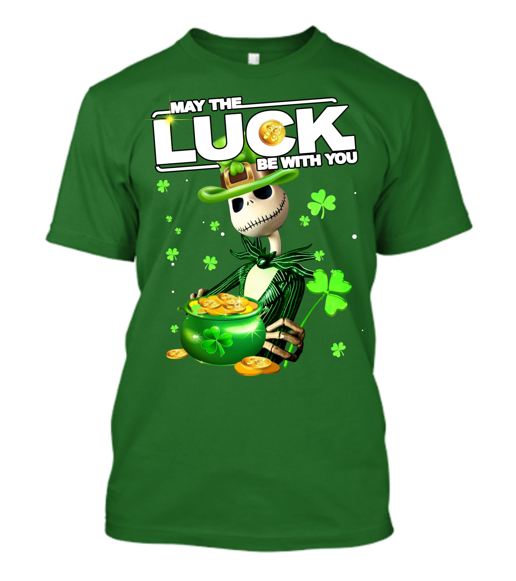 MAY THE LUCK BE WITH YOU St. Patrick's Day Jack Skellington Coin Pot T-Shirt
