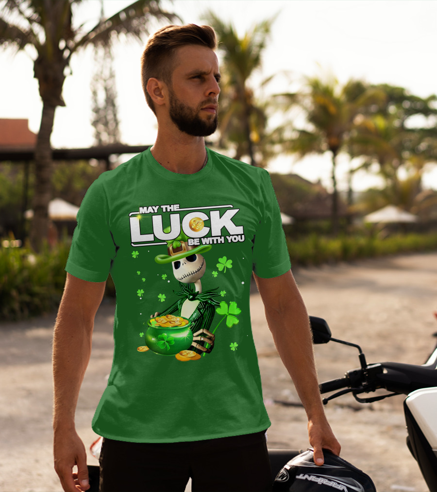 MAY THE LUCK BE WITH YOU St. Patrick's Day Jack Skellington Coin Pot T-Shirt