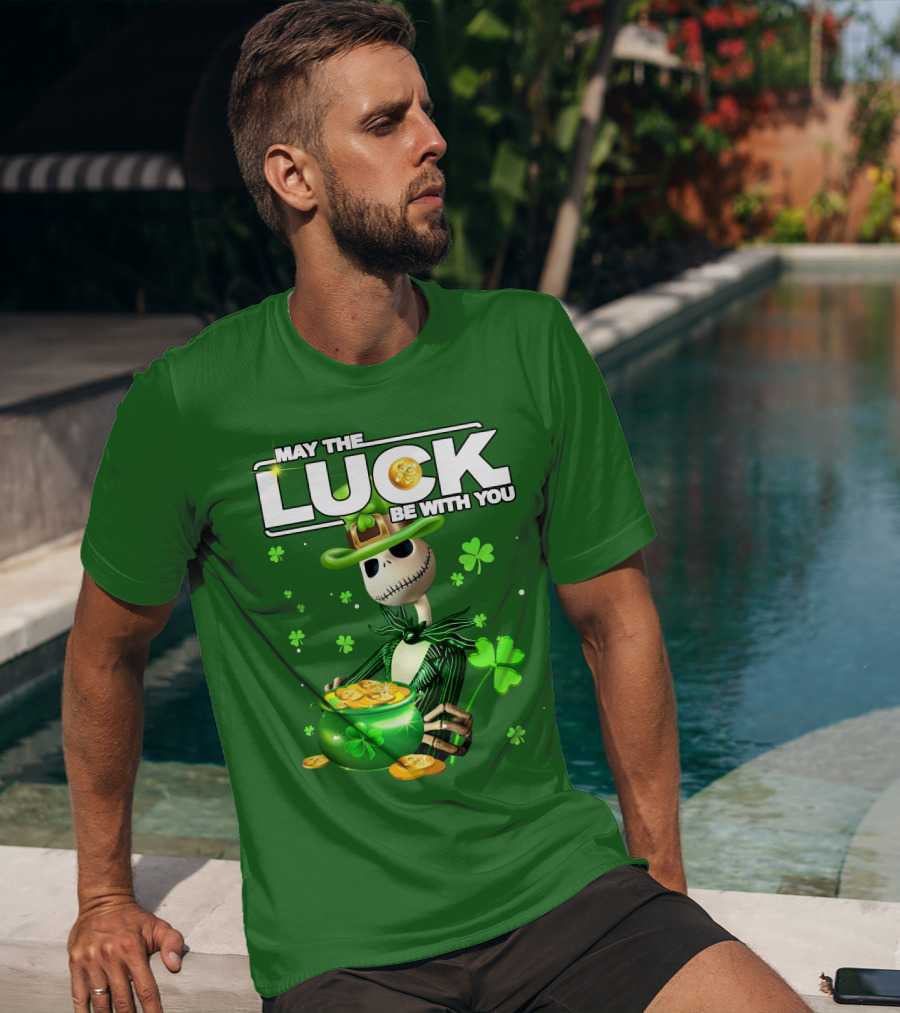 MAY THE LUCK BE WITH YOU St. Patrick's Day Jack Skellington Coin Pot T-Shirt