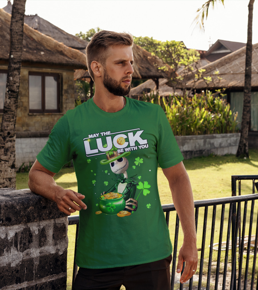 MAY THE LUCK BE WITH YOU St. Patrick's Day Jack Skellington Coin Pot T-Shirt
