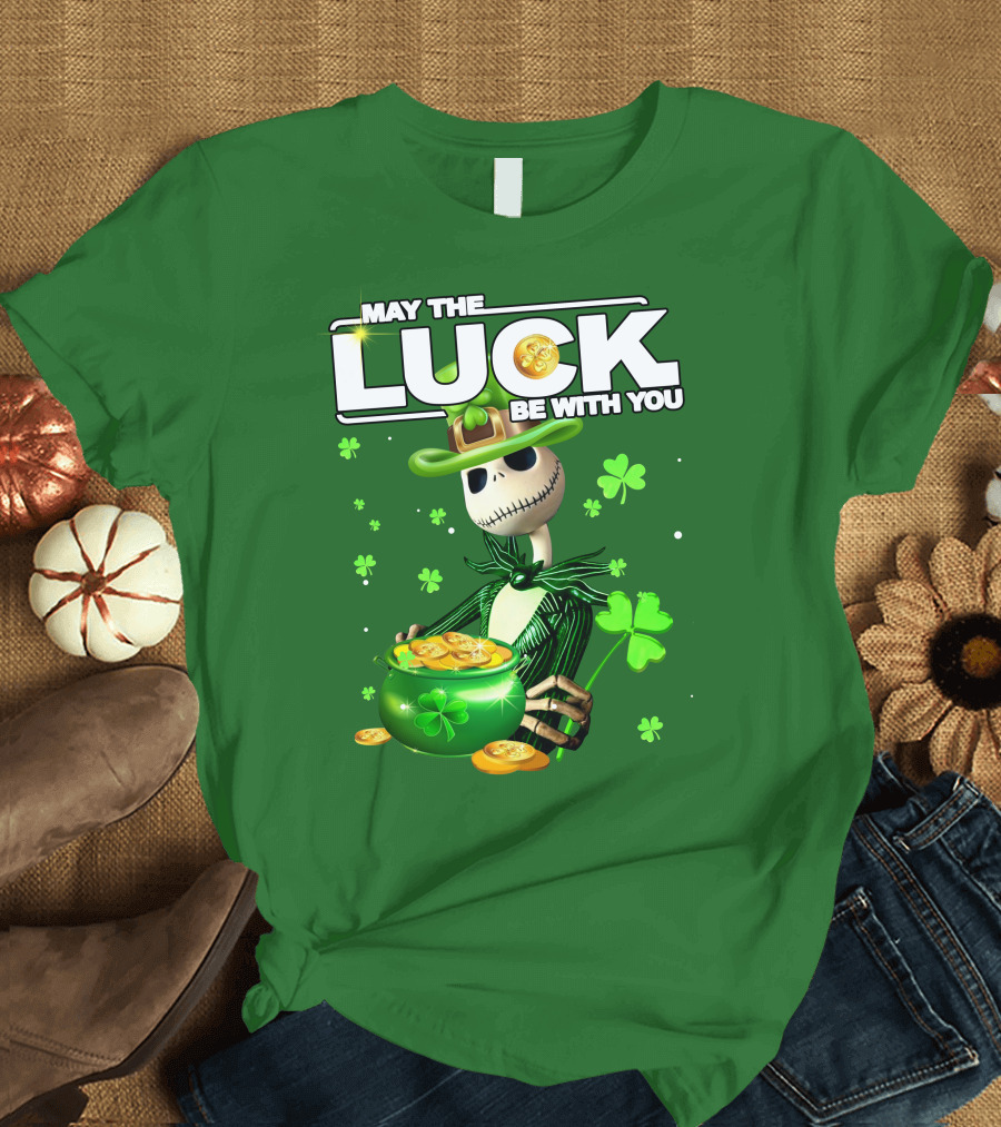 MAY THE LUCK BE WITH YOU St. Patrick's Day Jack Skellington Coin Pot T-Shirt