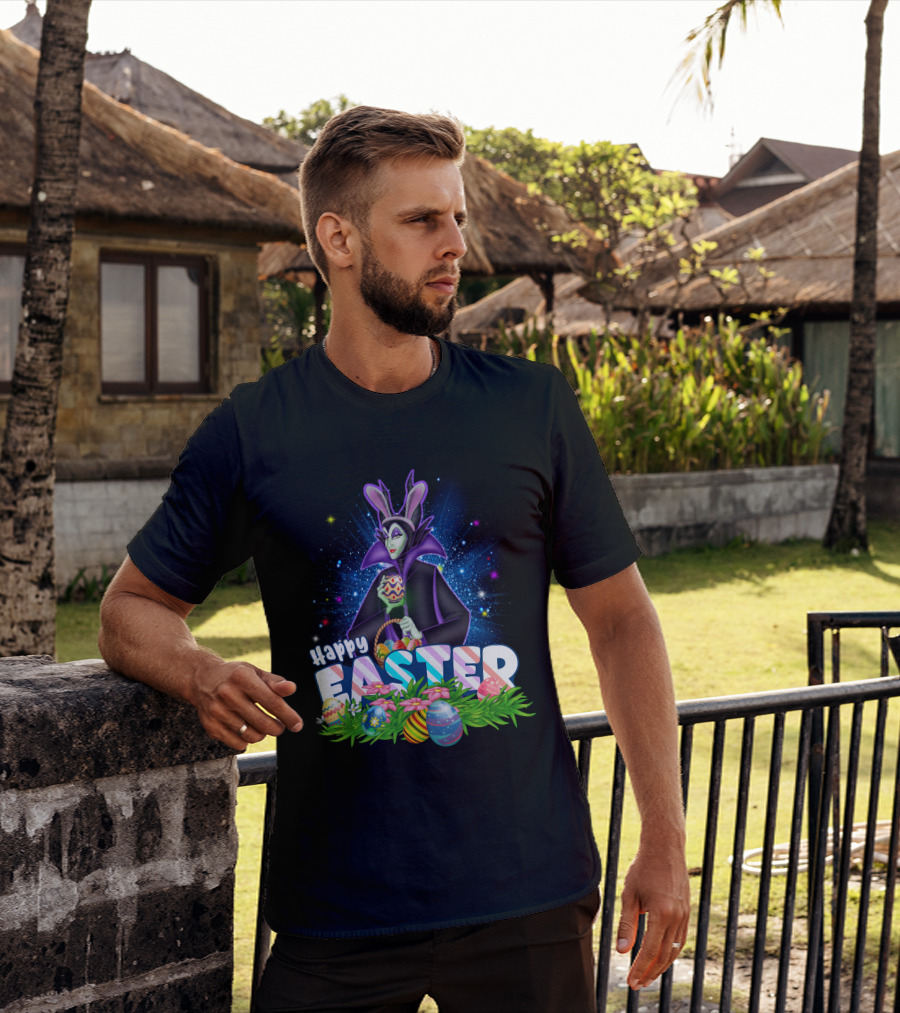 Happy Easter Maleficent With Easter Eggs And Stars T-Shirt