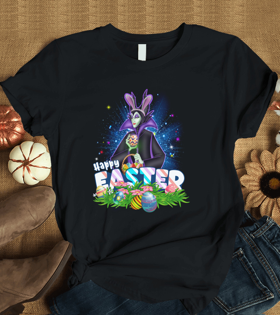 Happy Easter Maleficent With Easter Eggs And Stars T-Shirt