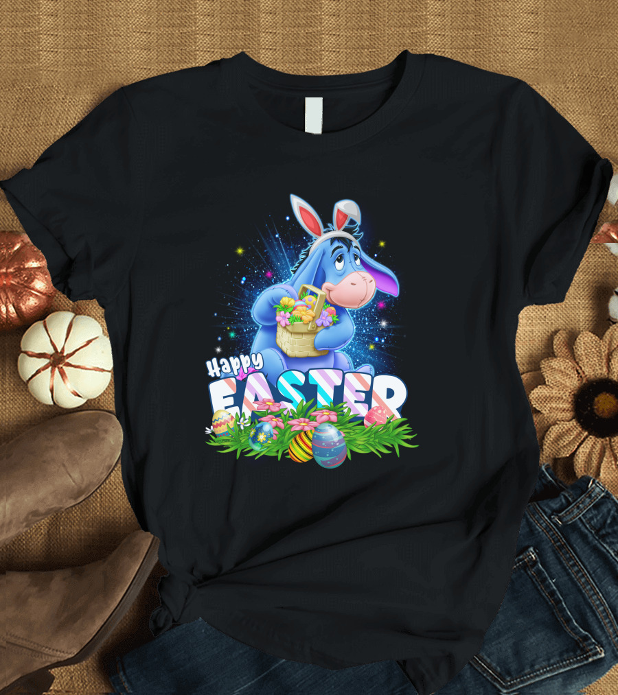 Eeyore Easter Basket with Eggs and Flowers Happy Easter T-Shirt