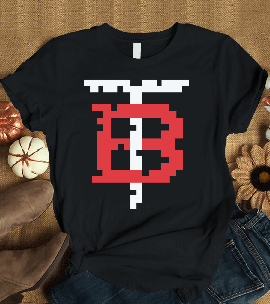 GGEZ BLACK Pixelated Red B with White T T-Shirt