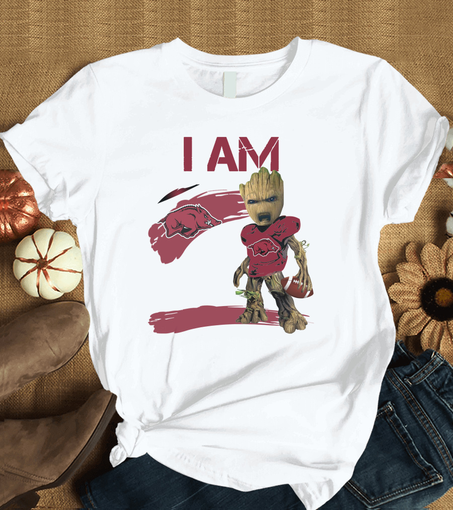I AM Arkansas Razorbacks Football Groot Fan T-Shirt