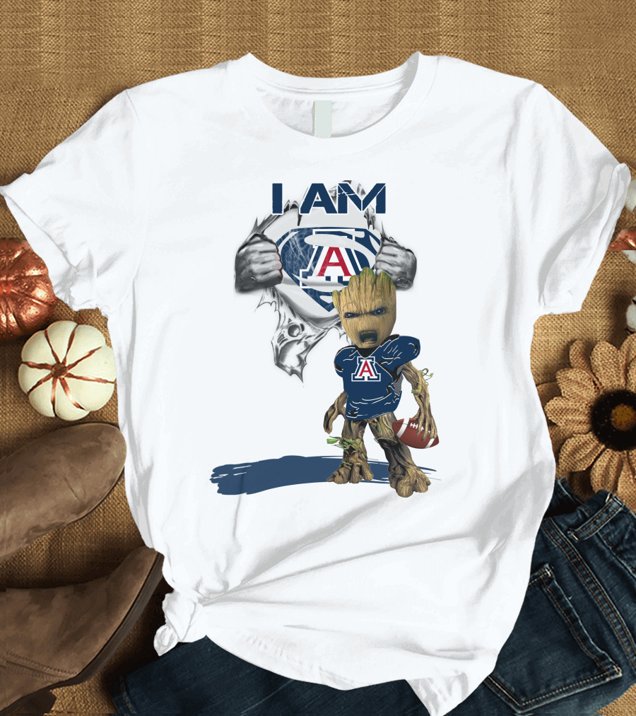 I Am Arizona Baby Groot Superman Football Fan T-Shirt