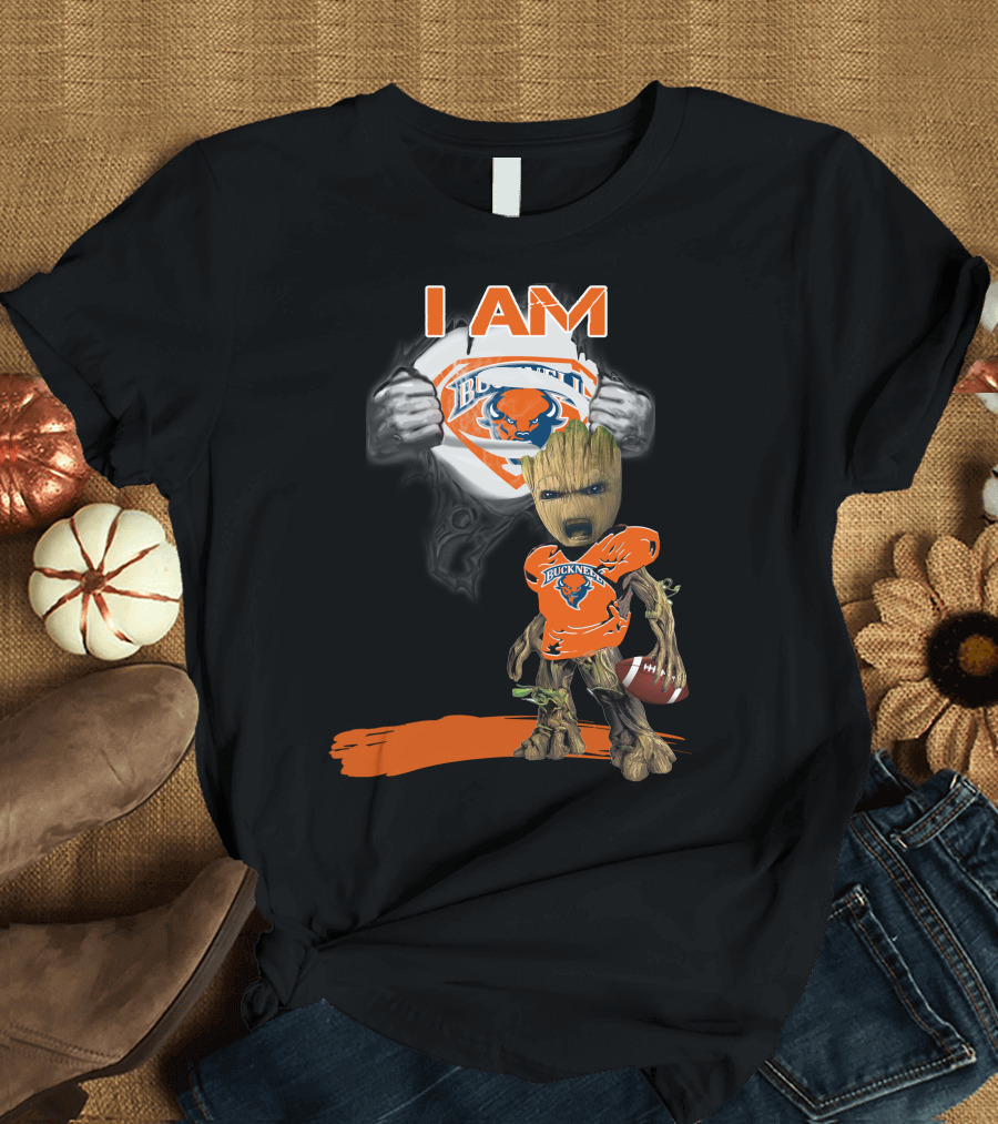 I AM Bucknell Bison Baby Groot Football T-Shirt