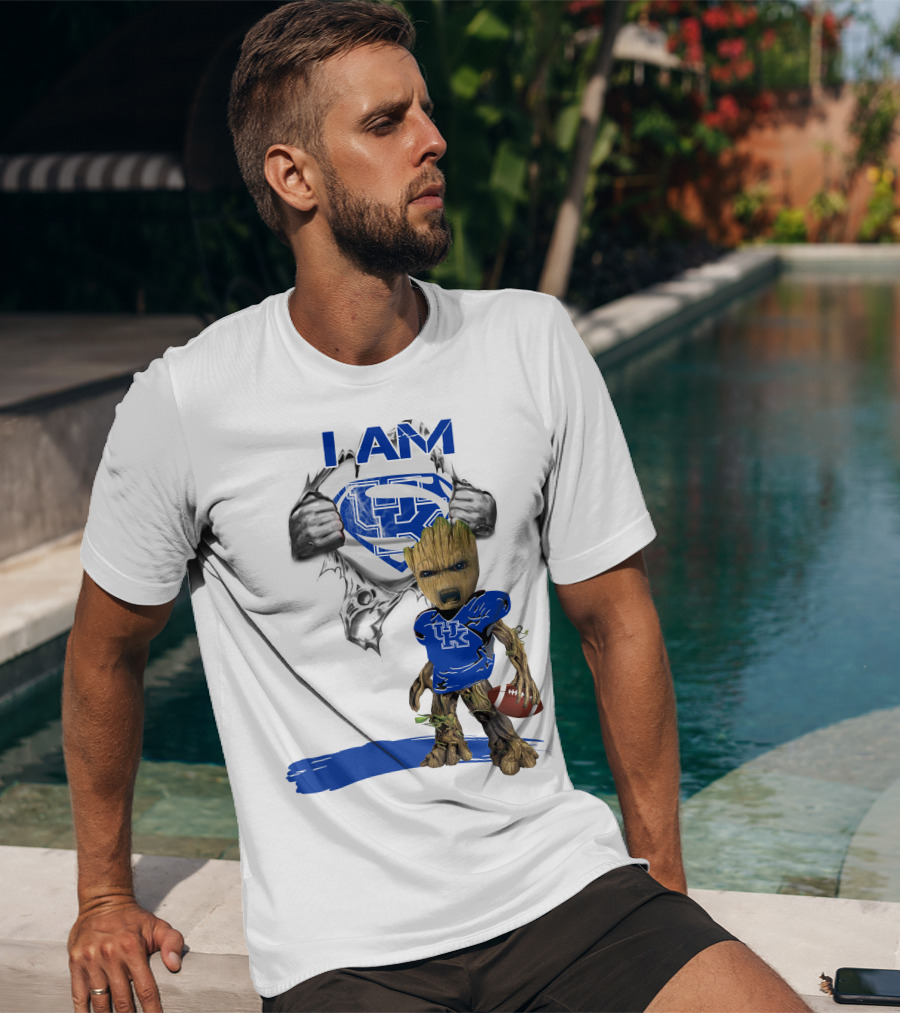 I Am Kentucky Baby Groot UK Superman Football T-Shirt