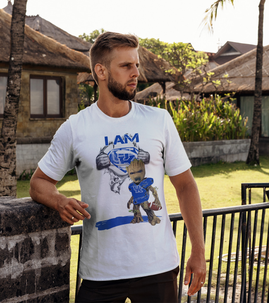 I Am Kentucky Baby Groot UK Superman Football T-Shirt