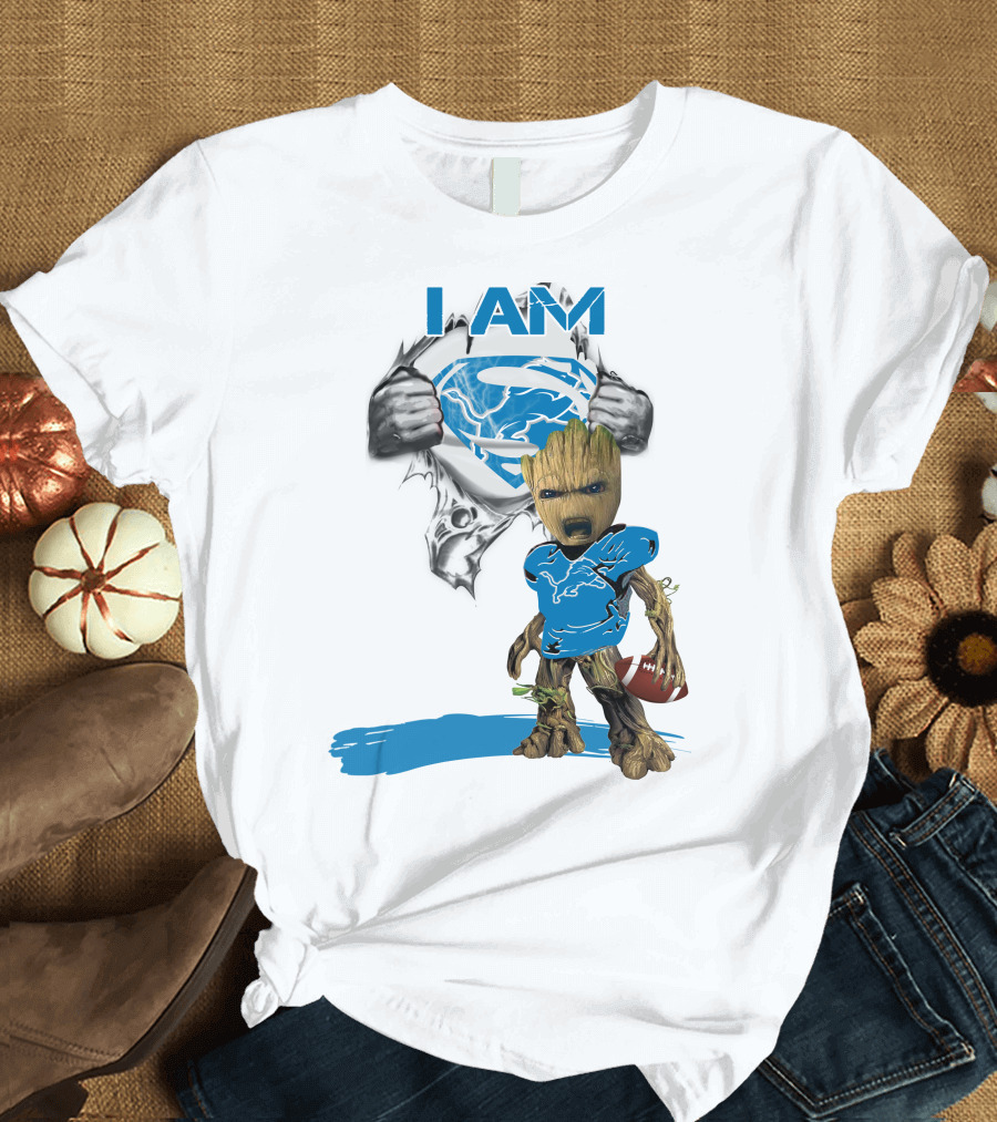 I AM Lion Baby Groot Superman Football T-Shirt