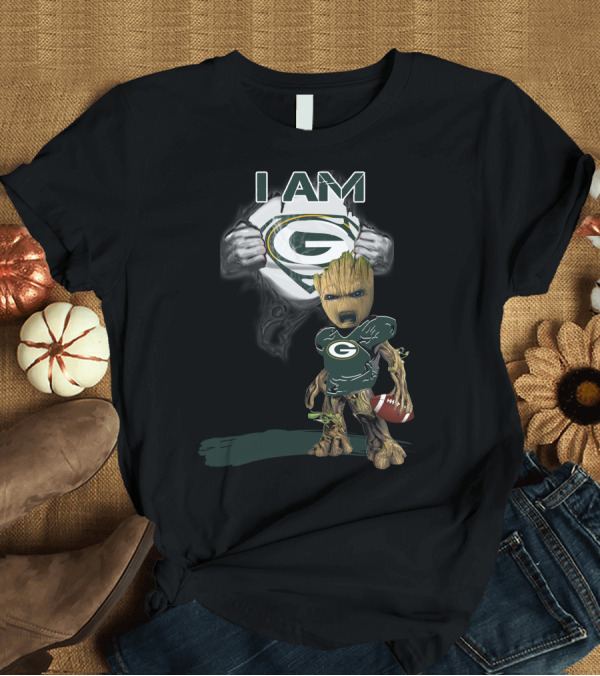 T-Shirt: Packers Baby Groot I Am Green Bay Football Fan T-Shirt Packers Baby Groot I Am Green Bay Football Fan T-Shirt