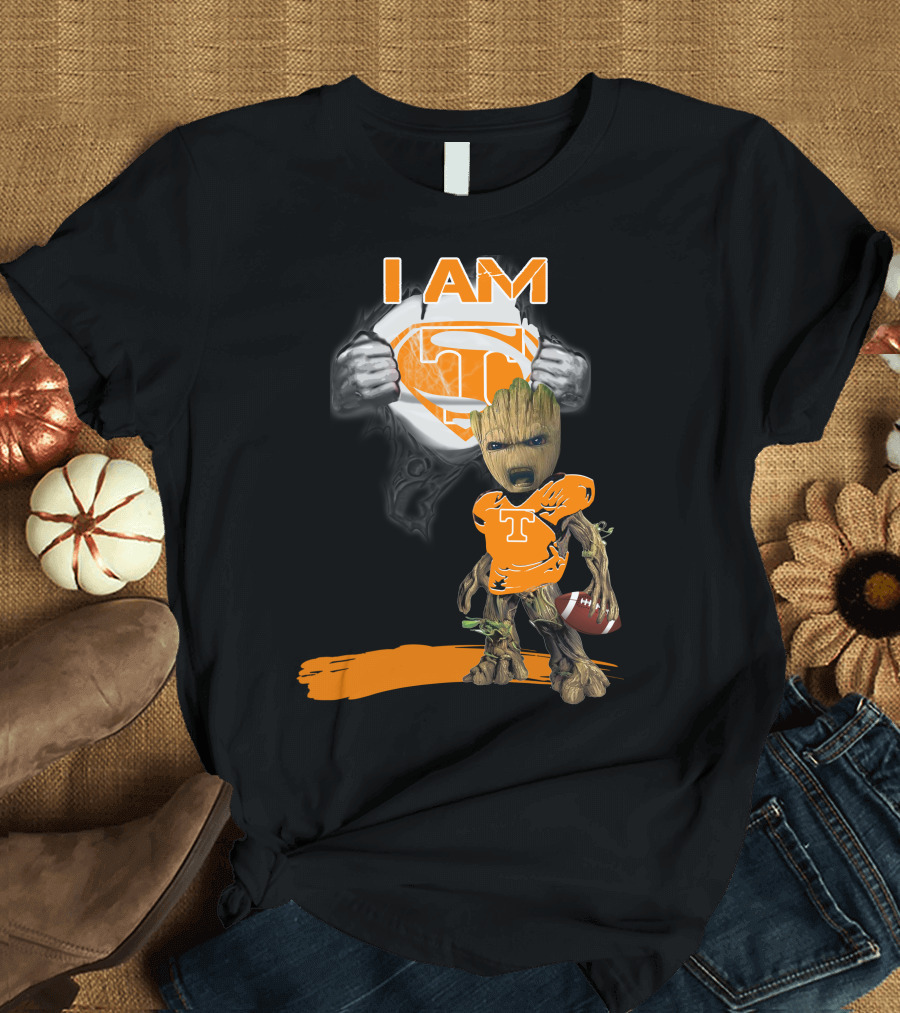 I Am Tennessee Baby Groot Superman Football T-Shirt