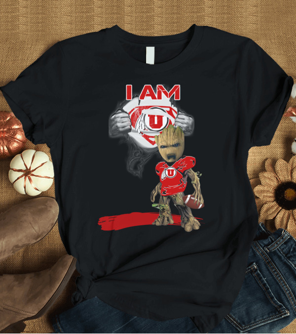 T-Shirt: I Am Utes Baby Groot Superman Football T-Shirt I Am Utes Baby Groot Superman Football T-Shirt