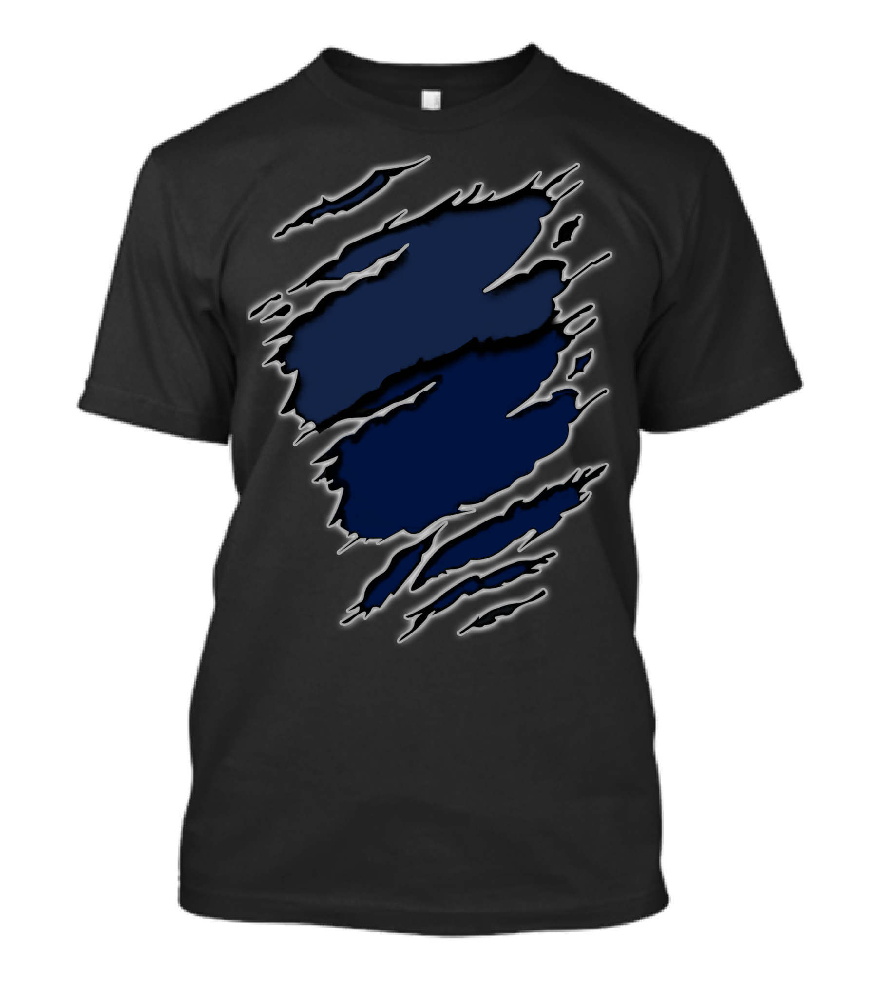 Yan Texans22 Blue Ripped Claw Scratch T-Shirt