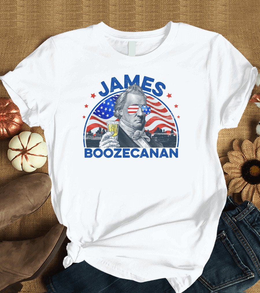James Boozecanan Patriotic Drink 4th of July American Flag T-Shirt