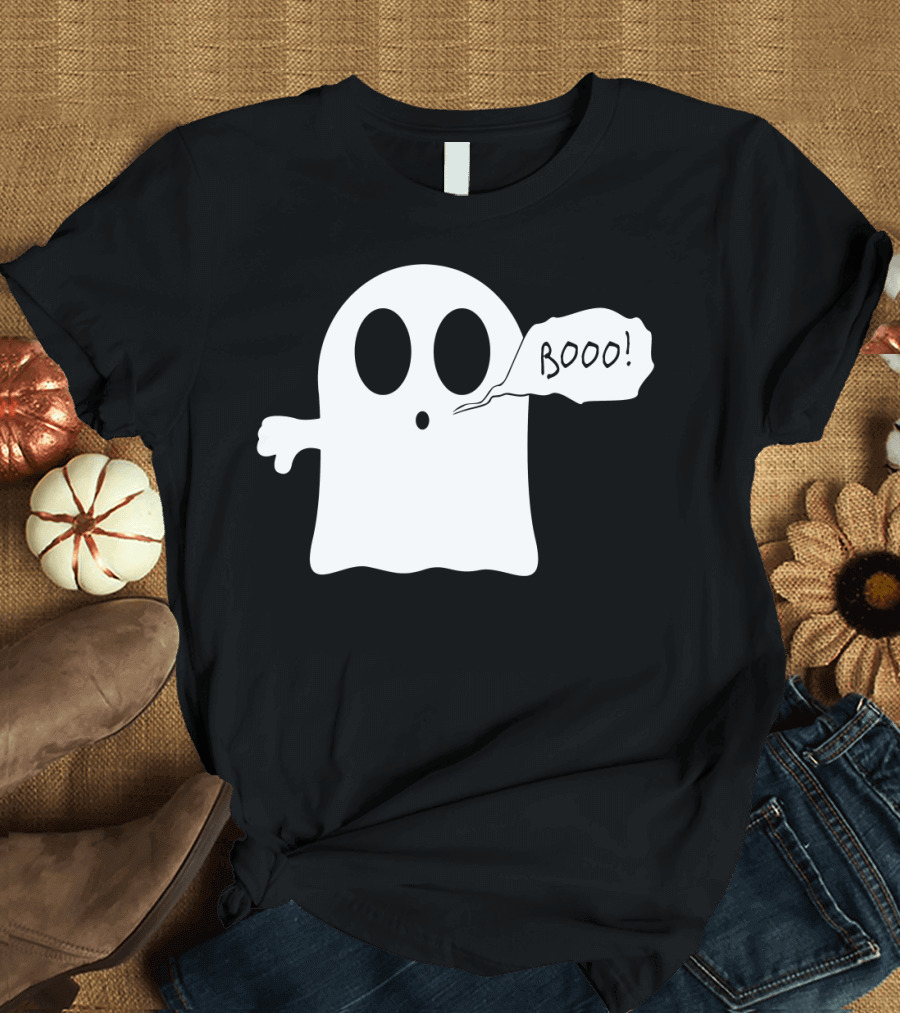 Booo Ghost with Surprised Expression and Speech Bubble T-Shirt