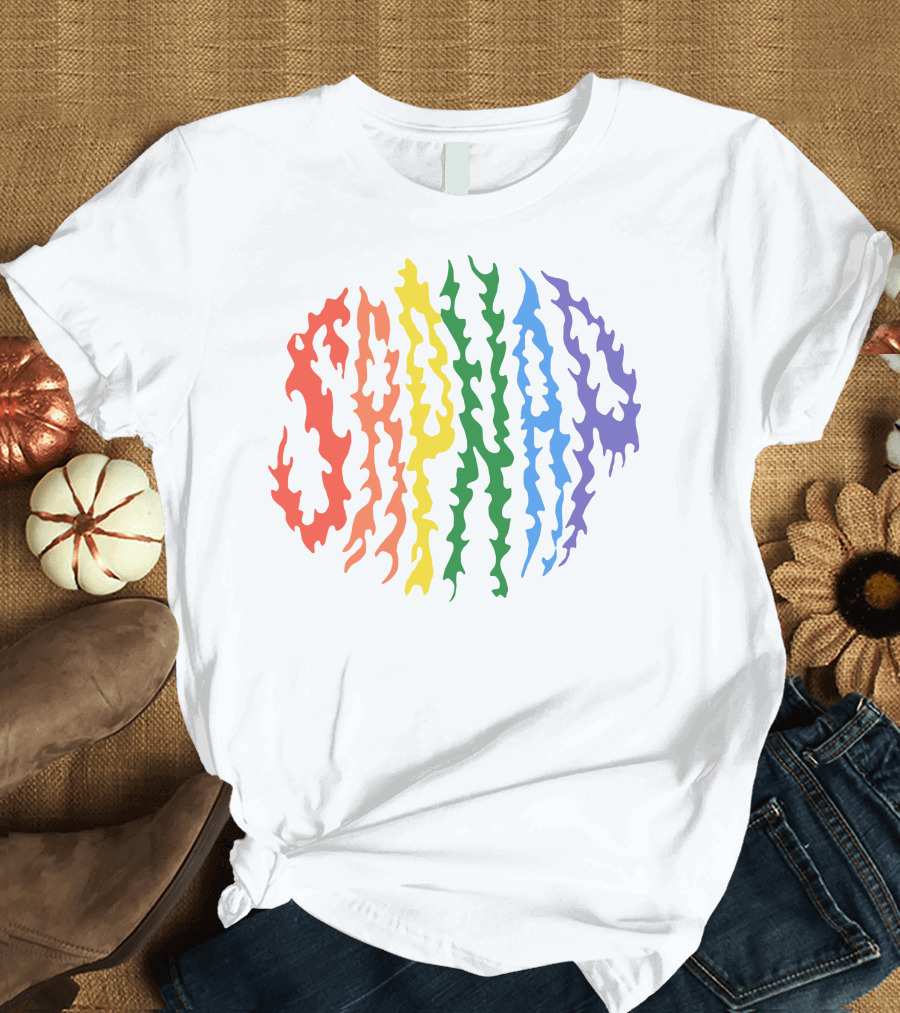 Sapnap Colorful Rainbow Flame Text T-Shirt