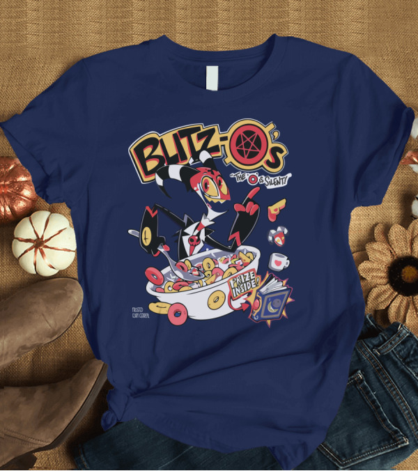 T-Shirt: Blitzo's The O is Silent Prize Inside Cereal Hazbin Hotel Store T-Shirt Blitzo's The O is Silent Prize Inside Cereal Hazbin Hotel Store T-Shirt