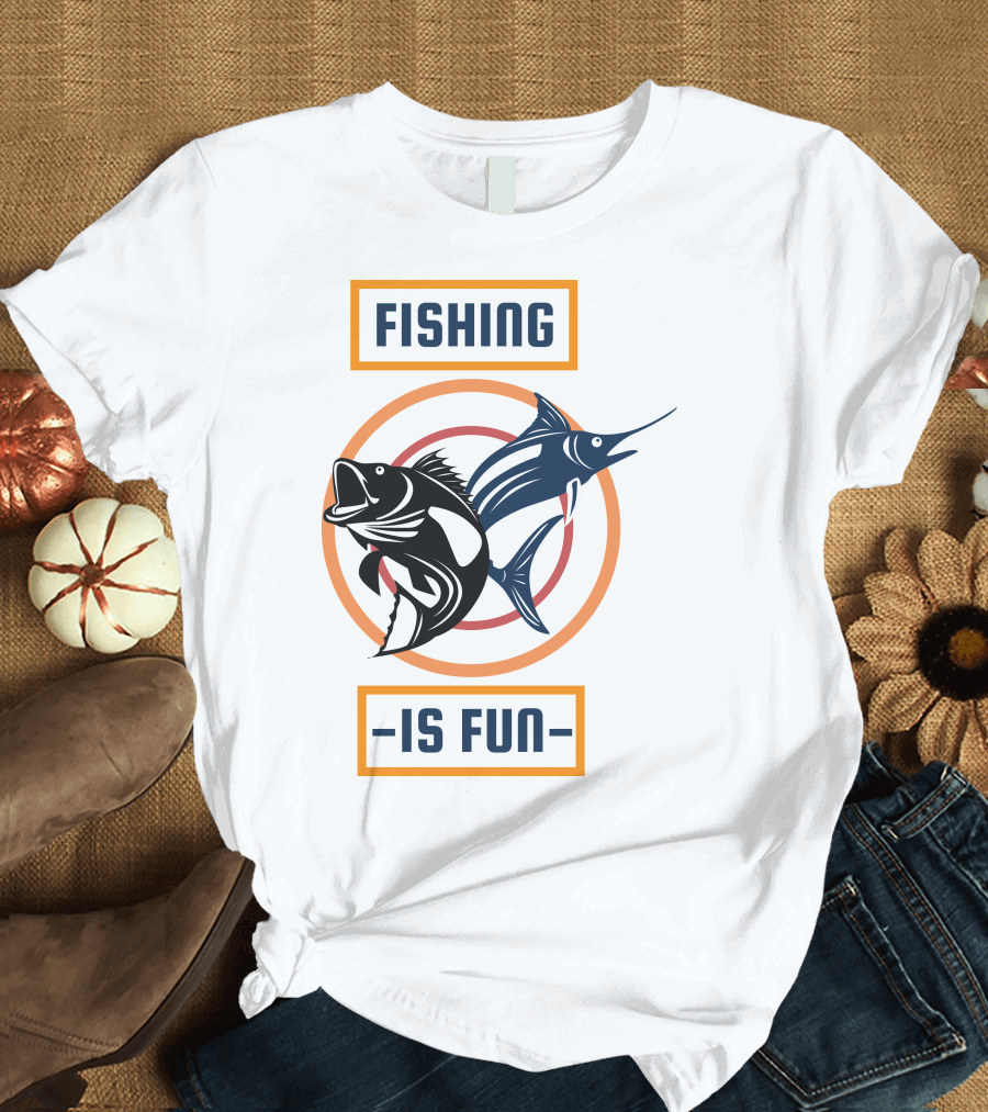 Fishing Is Fun Marlin and Bass Circular Target T-Shirt