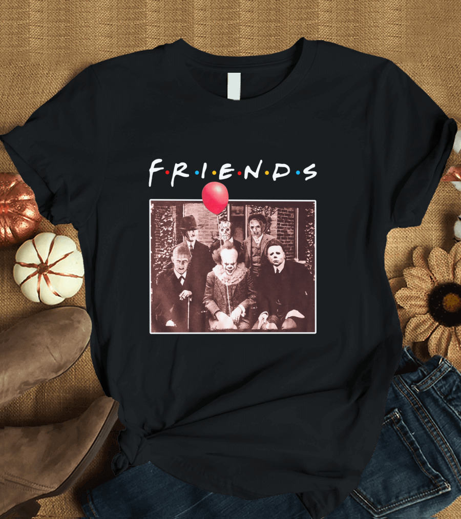 FRIENDS Horror Characters with Red Balloon Image T-Shirt