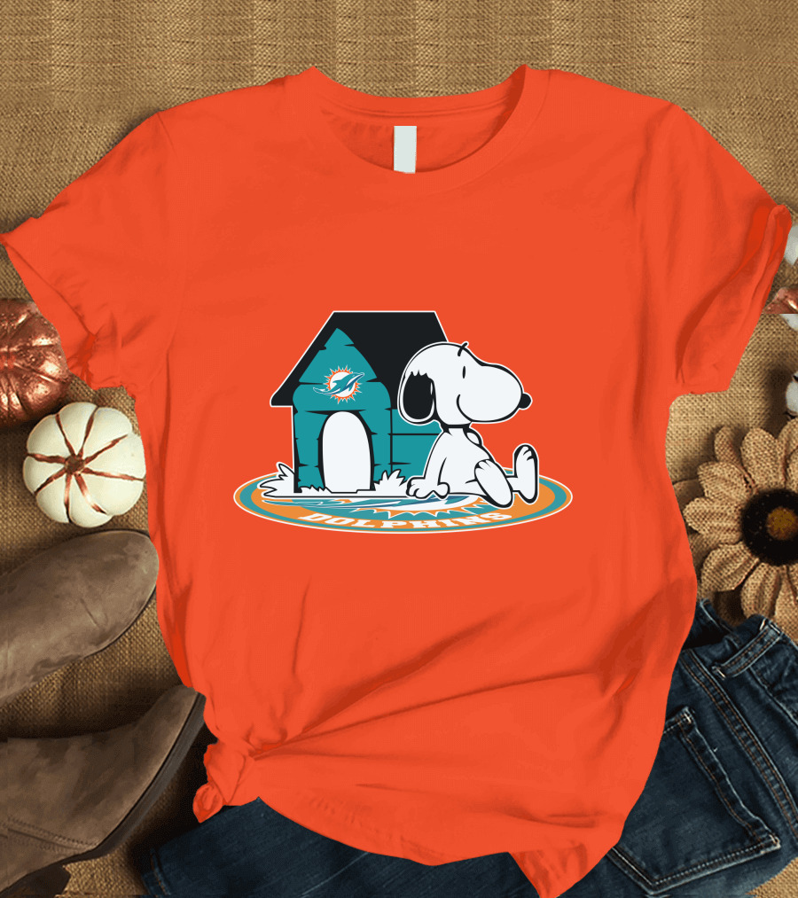 Miami Dolphins Fan Forever with Snoopy House T-Shirt