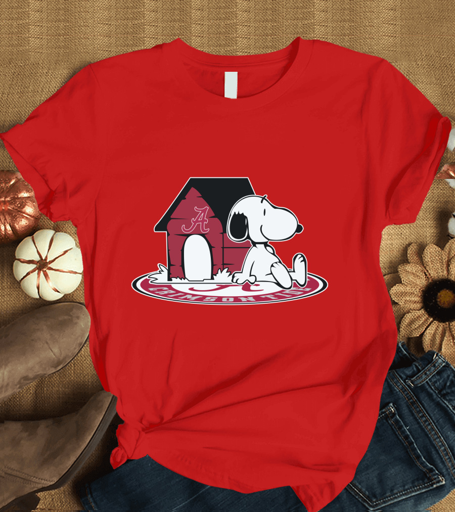 Crimson Tide Snoopy at Alabama Doghouse Fan Forever T-Shirt
