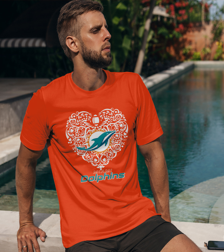 Love My Miami Dolphins Heart Football Theme T-Shirt