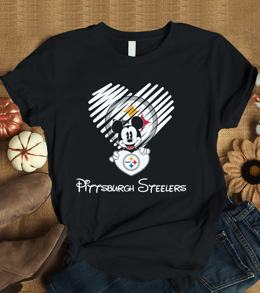 Pittsburgh Steelers Mickey Mouse Heart T-Shirt