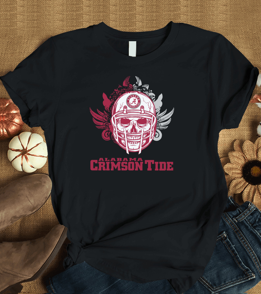 Alabama Crimson Tide Skull Football Helmet T-Shirt