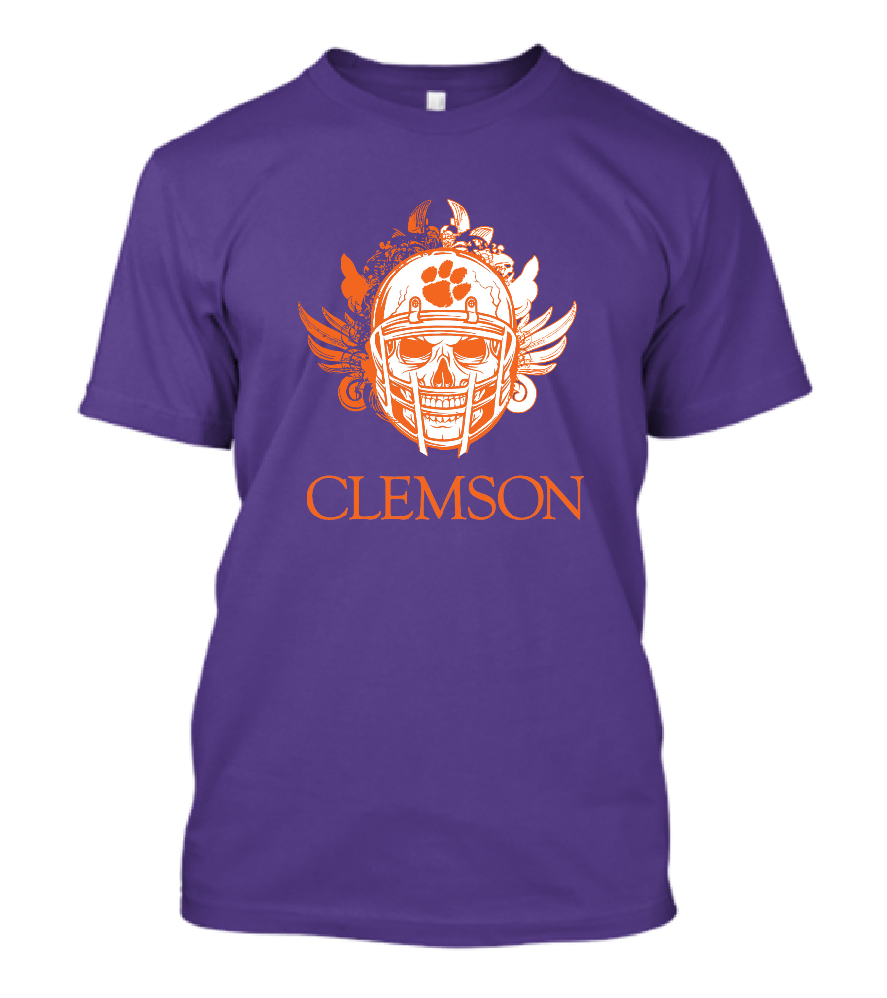 Clemson Tigers Skull Helmet With Wings T-Shirt