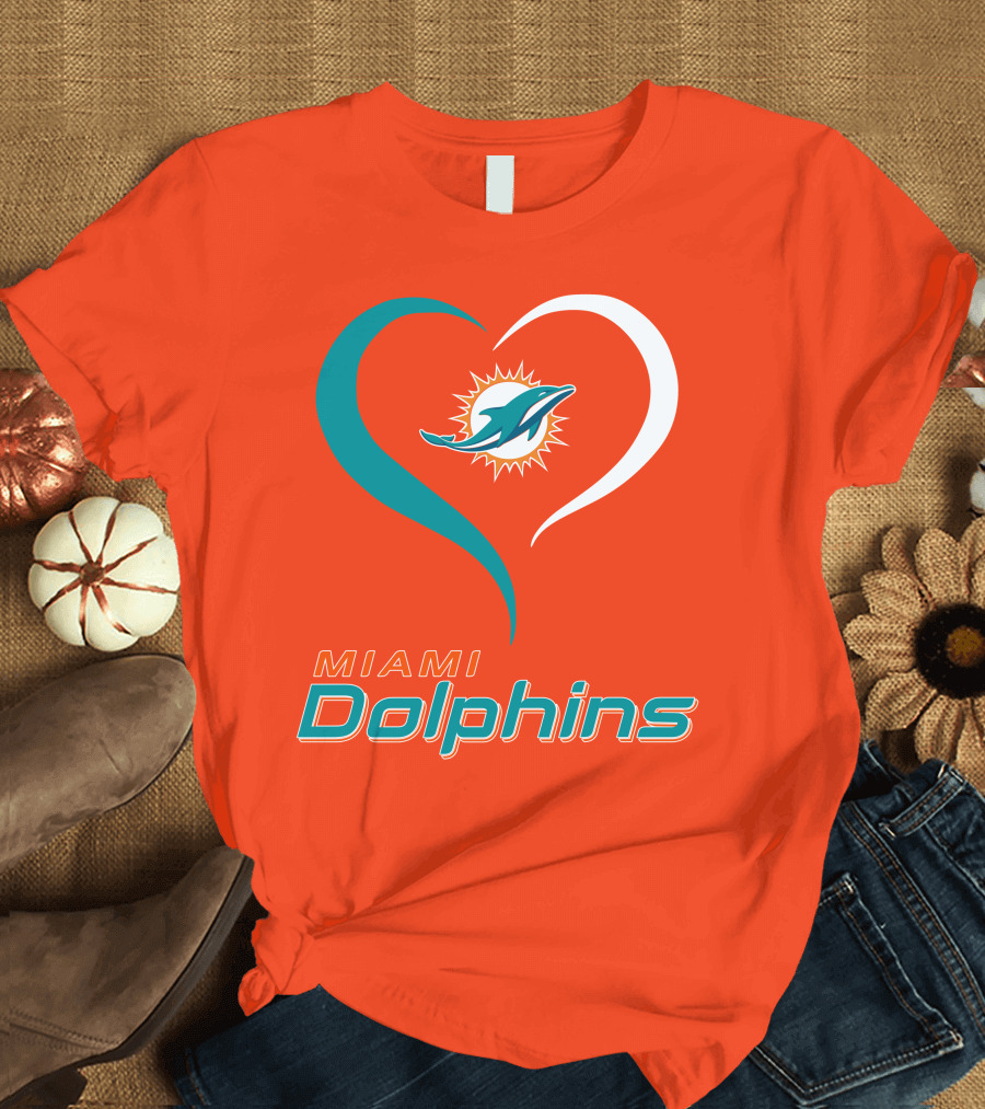 Miami Dolphins Heart T-Shirt