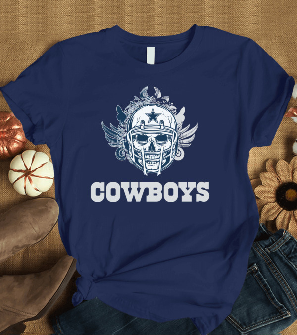 T-Shirt: Cowboys Skull Helmet Star Wings T-Shirt Cowboys Skull Helmet Star Wings T-Shirt