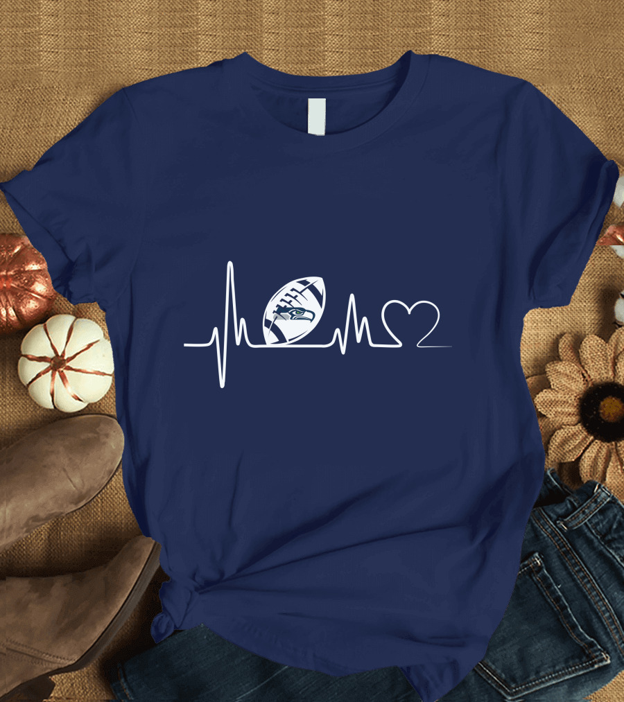Seattle Seahawks Heartbeat Football T-Shirt