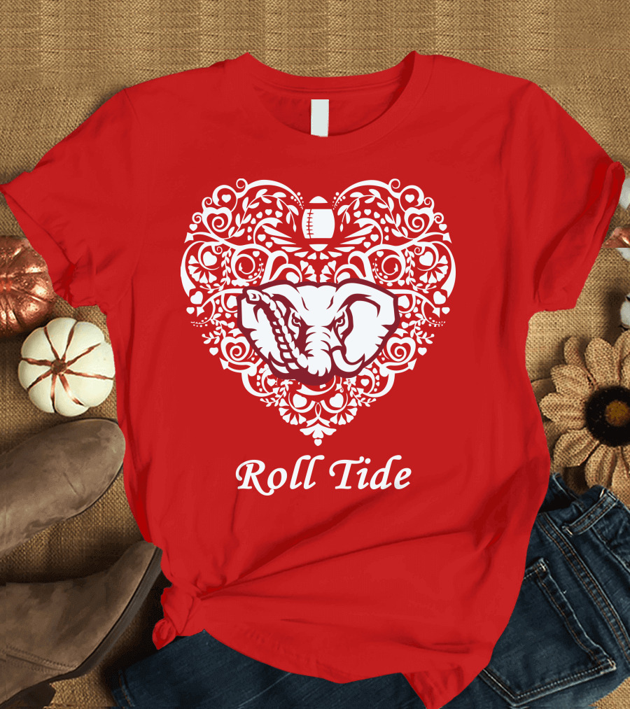 Roll Tide Alabama Crimson Tide Heart T-Shirt