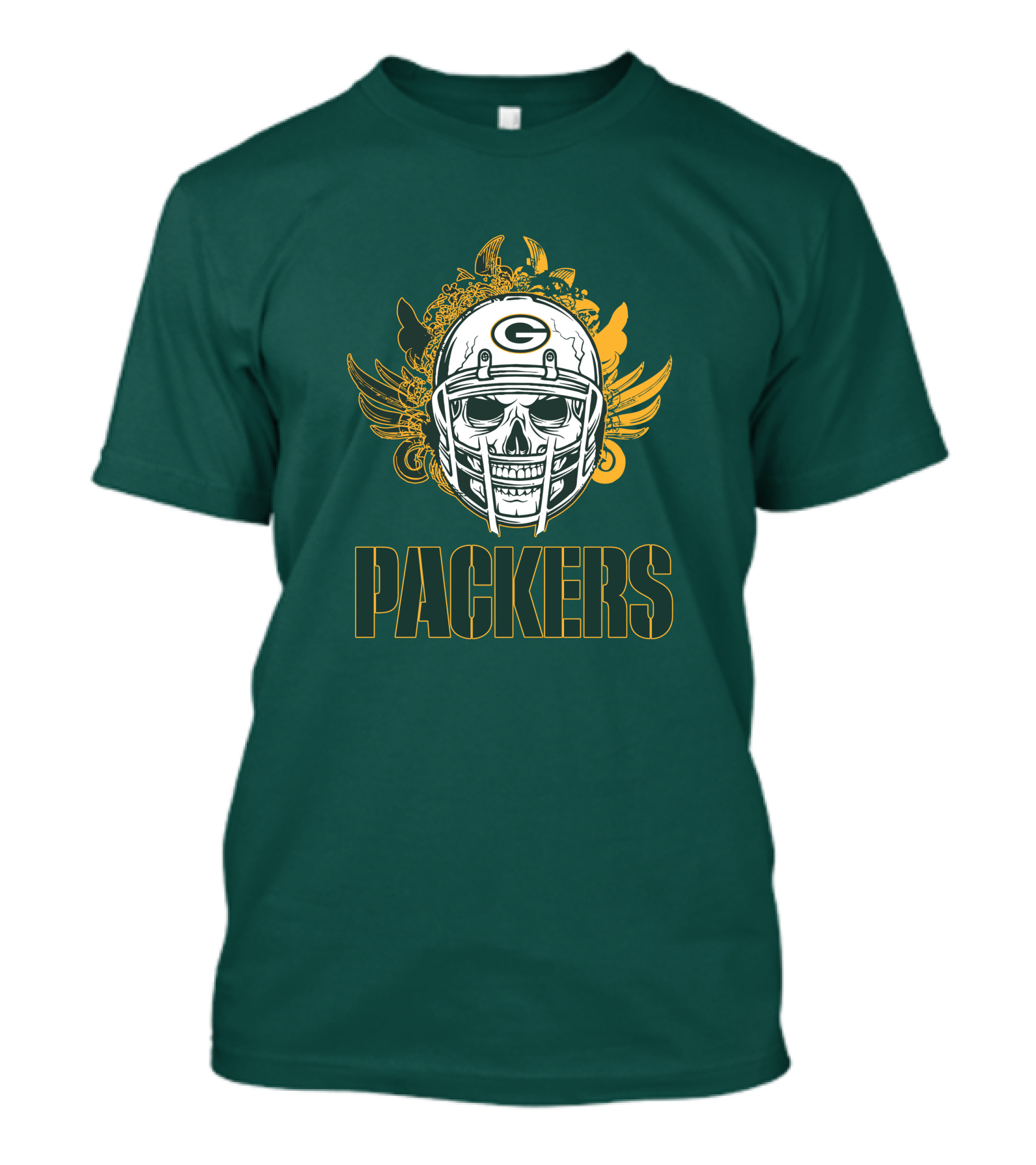 Packers Skull Helmet With Green Bay Logo Elements T-Shirt