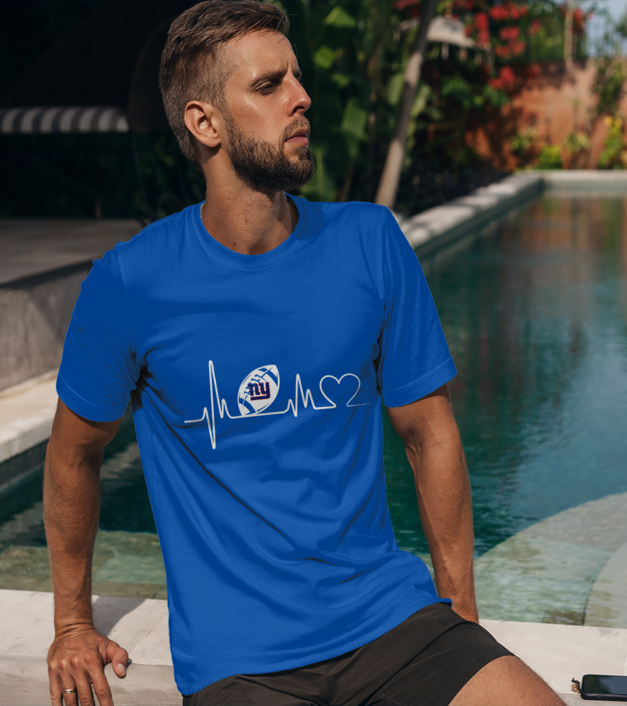 New York Giants Heartbeat Football T-Shirt