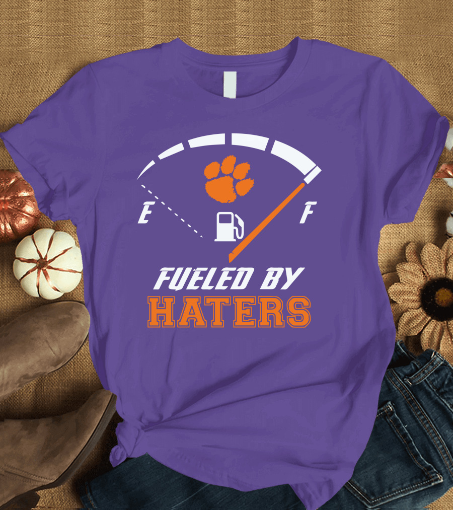 Clemson Tigers Fueled by Haters Gas Gauge Paw T-Shirt