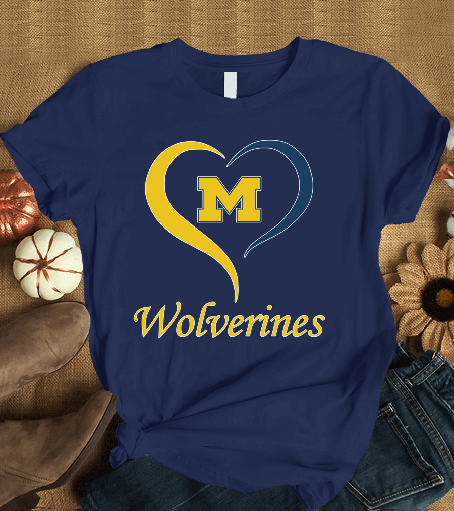 Michigan Wolverines Heart M T-Shirt