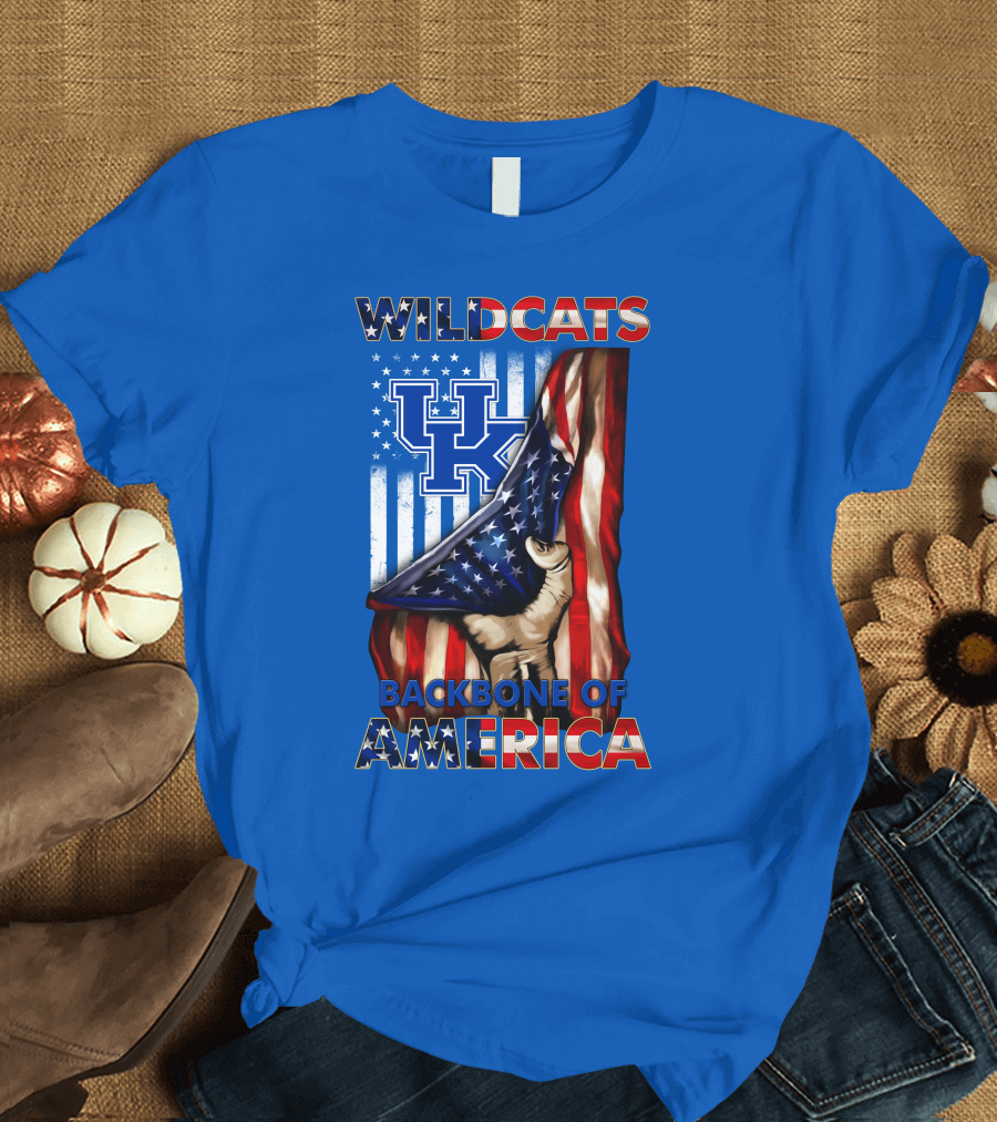 Kentucky Wildcats America Backbone Stars And Stripes Flag T-Shirt