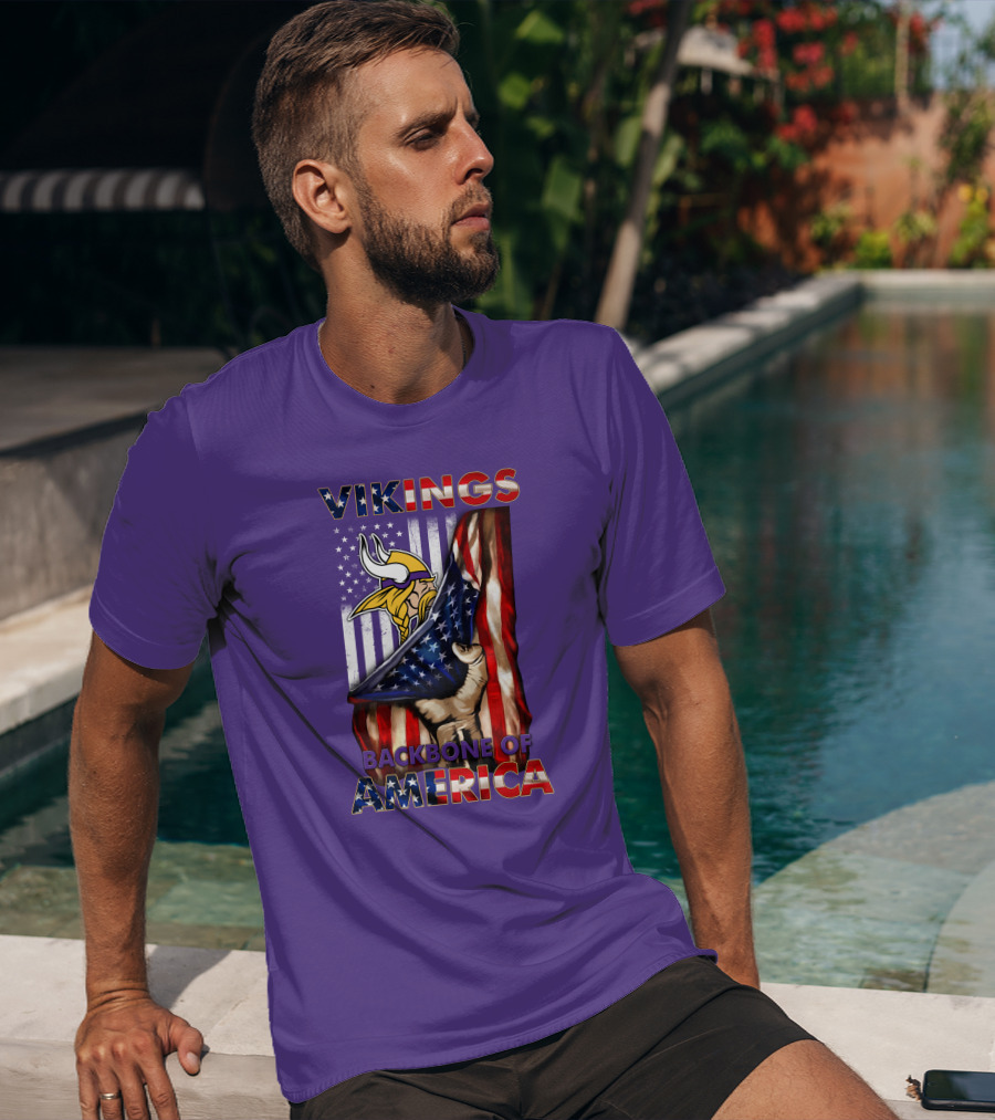 Vikings Backbone Of America Flag And Helmet T-Shirt