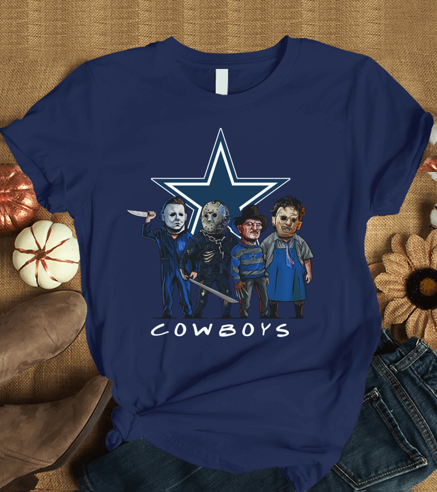 Dallas Cowboys Halloween Slasher Squad Iconic Horror Characters T-Shirt