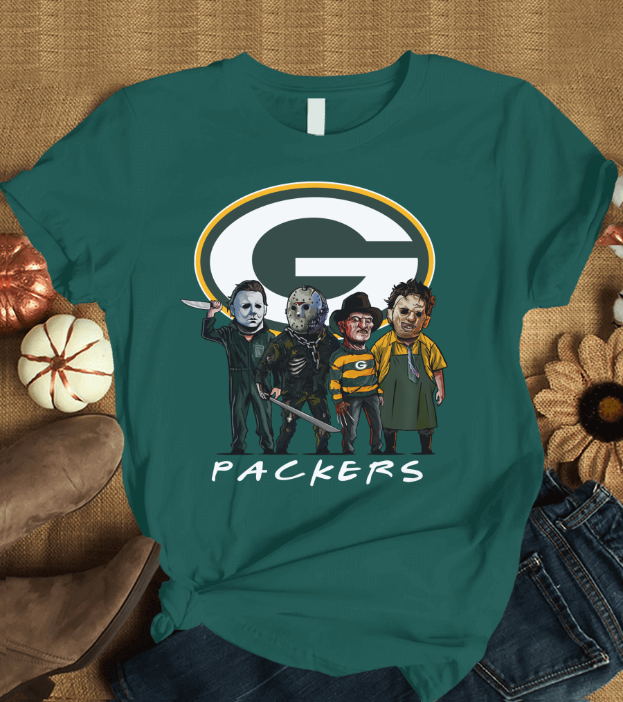 Green Bay Packers Halloween Horror Characters Squad T-Shirt